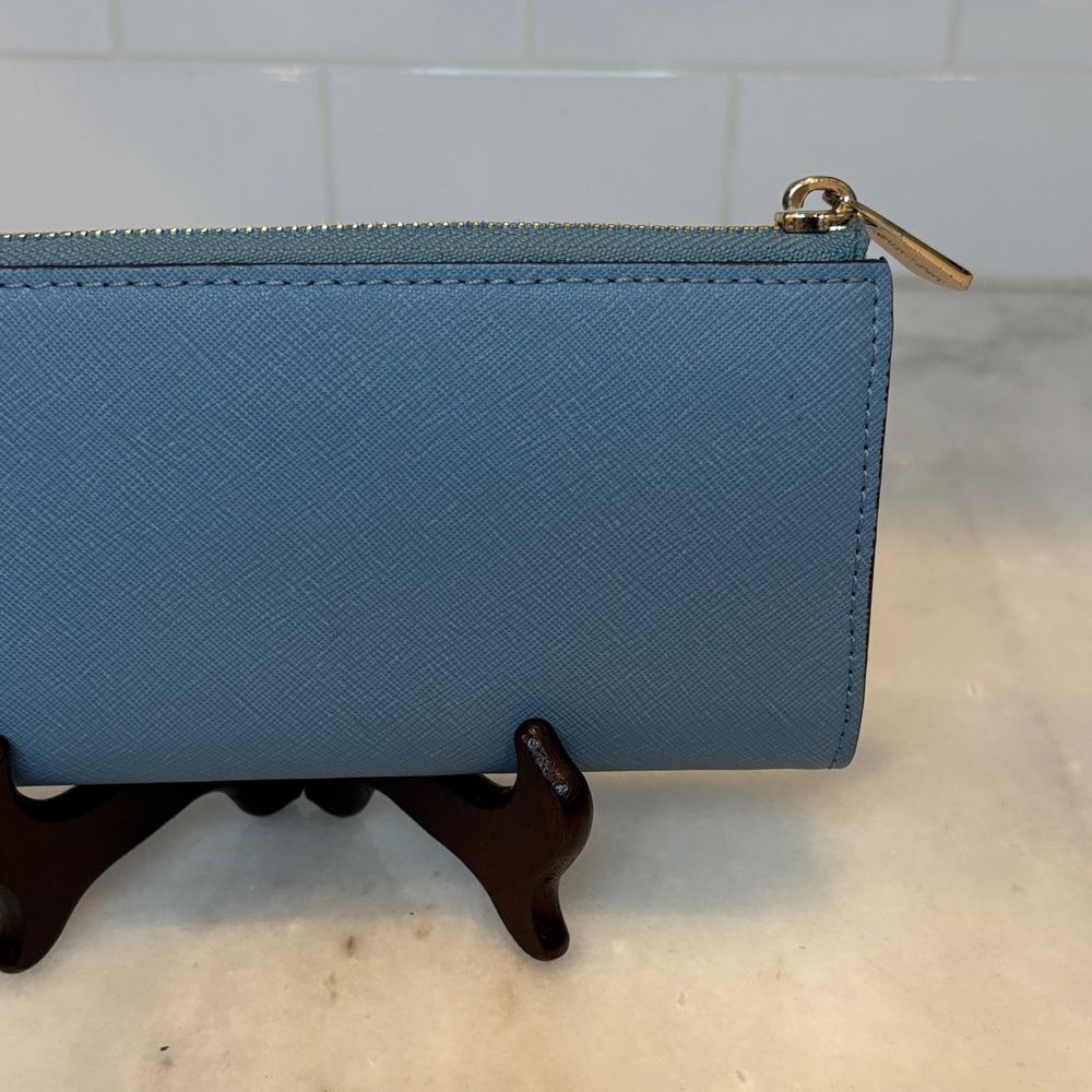 Michael Kors Wallet Blue Jet Set Travel Large Saffiano Leather Fill Quarter-Zip - Picture 6 of 16